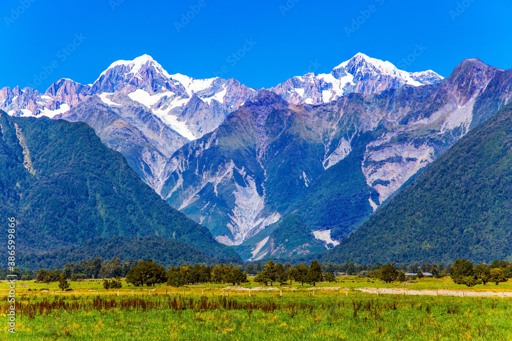 The snow-capped peaks