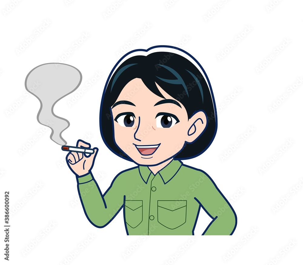 Young woman in green work clothes Young woman in green work clothes