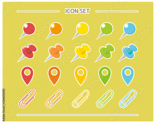 Vector illustration set of map markers, pushpins, pushpins