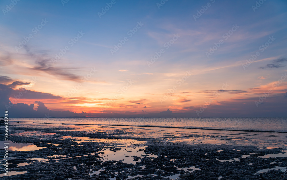 sunset on the sea in the evening sky sunset on the sea in the evening sky