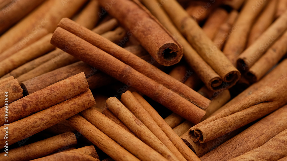 heap of cinnamon stick top view, close up heap of cinnamon stick top view, close up