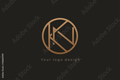 Abstract initial letter K and N logo, usable for branding and business logos, Flat Logo Design Template, vector illustration