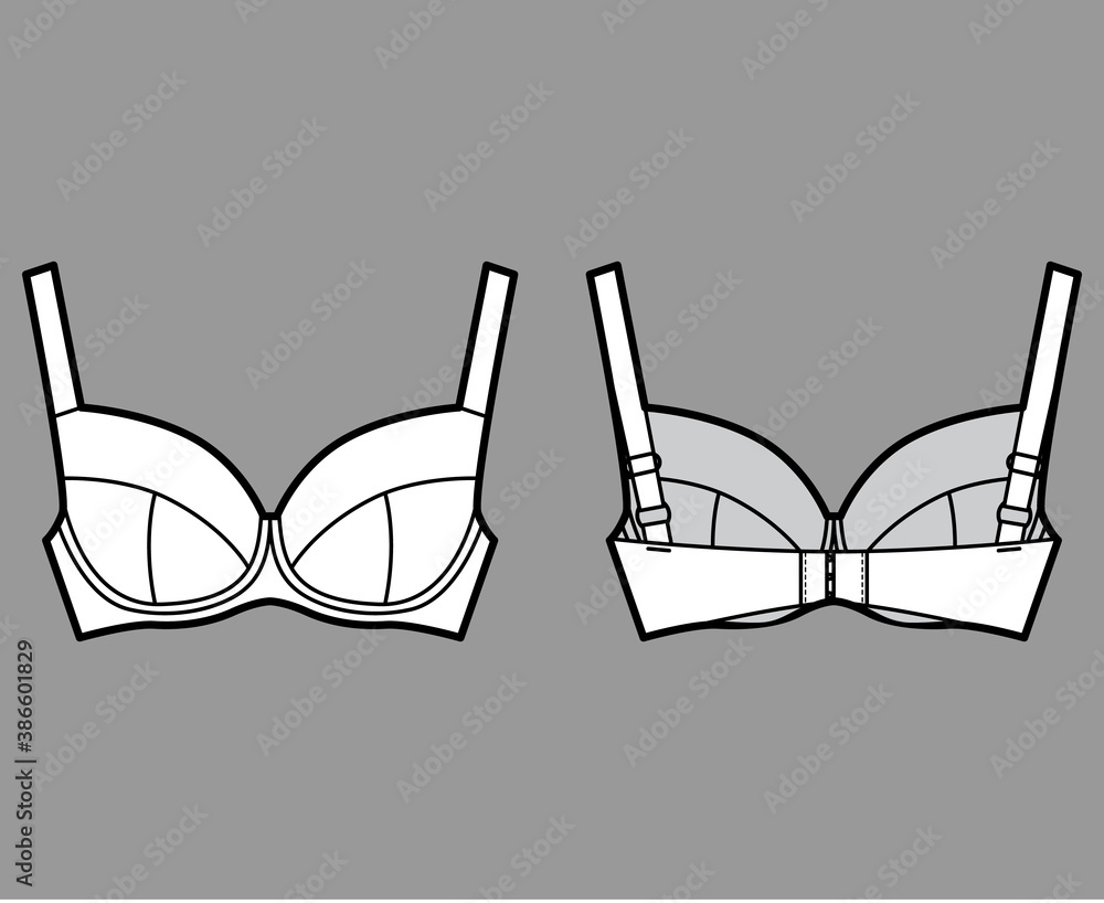 Bra full support lingerie technical fashion illustration with full ...