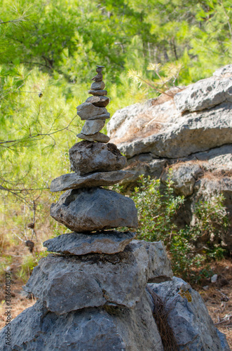 Stones stacked on top of each other in a pyramid