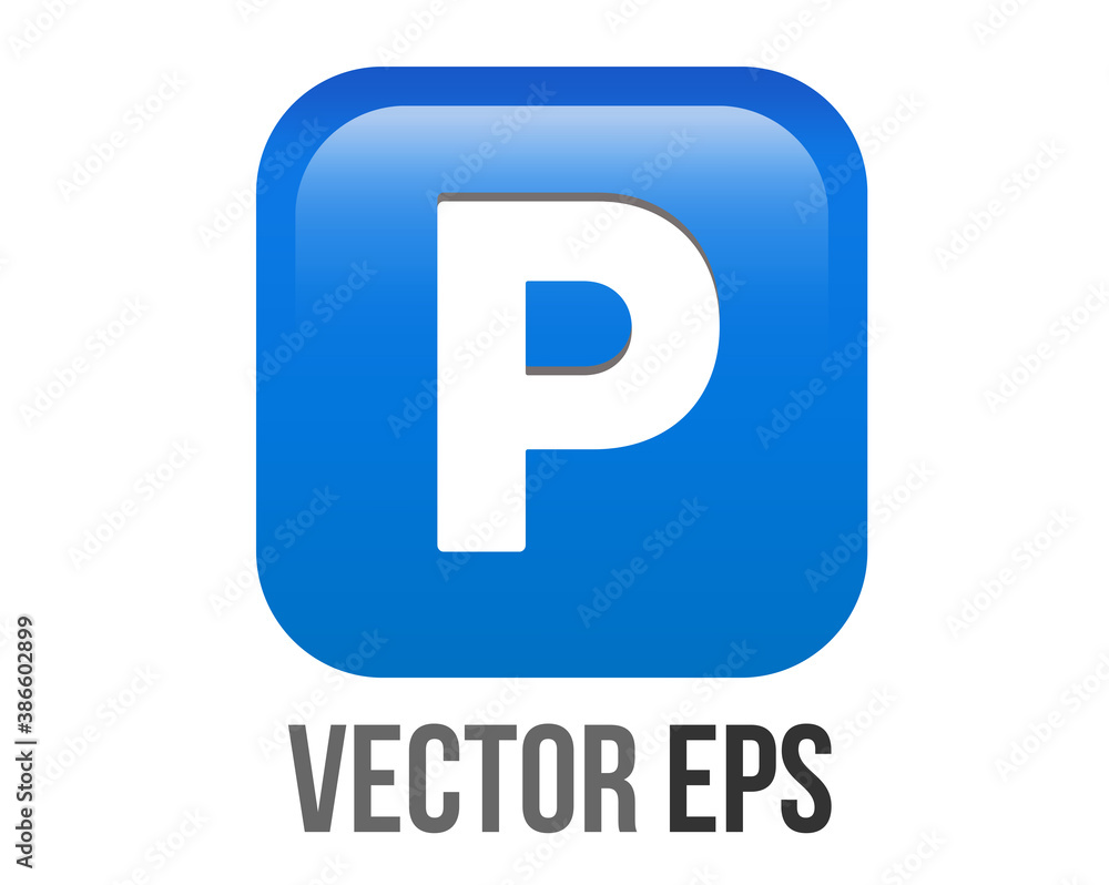 Vector gradient blue P button is the letter P inside square emoji icon, represent parking zones Vector gradient blue P button is the letter P inside square emoji icon, represent parking zones