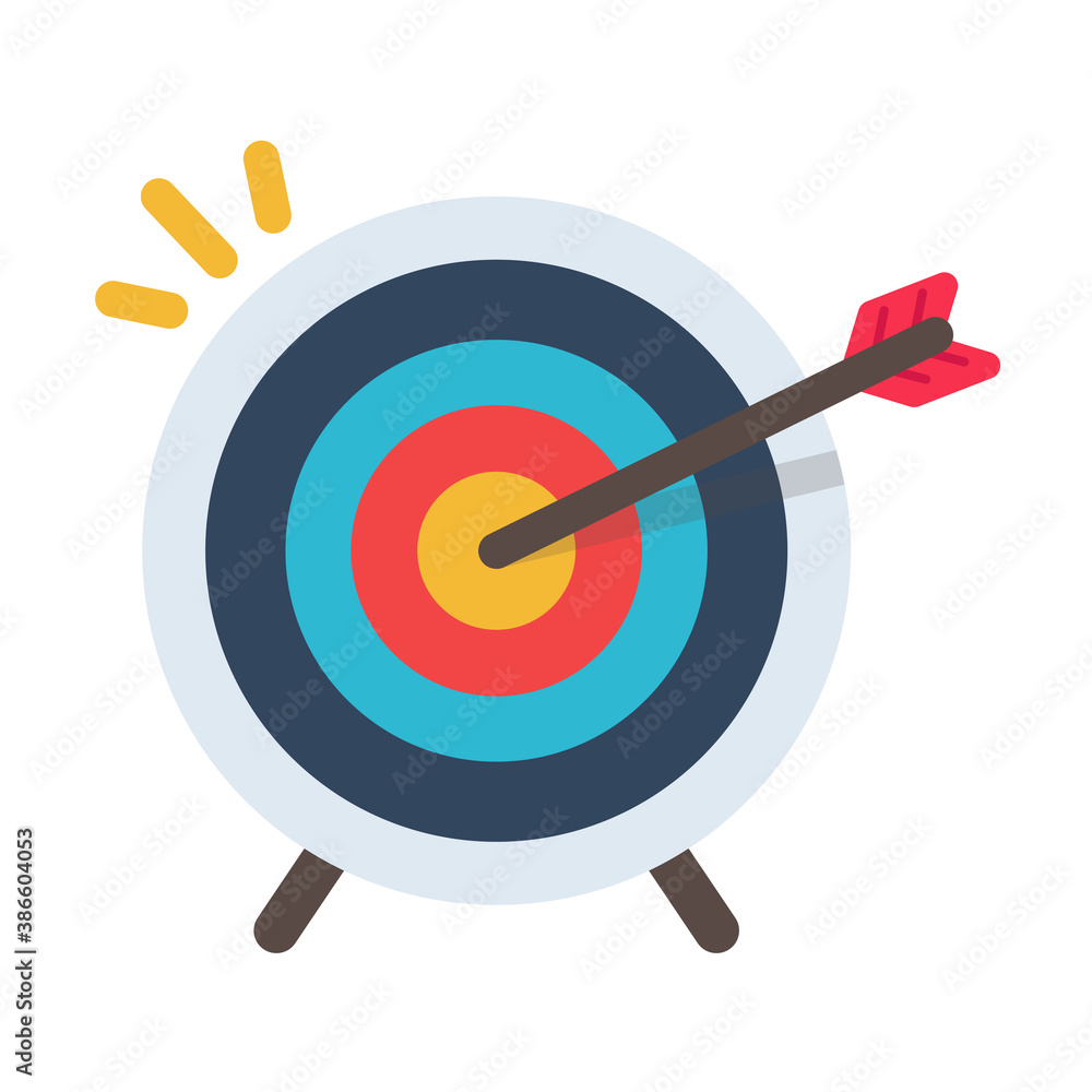 Target icon An arrow that is placed in the middle of the target. Business goal concept. Target icon An arrow that is placed in the middle of the target. Business goal concept.