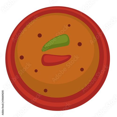 Gazpacho or tomato soup with chili pepper vector