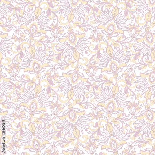 Damask floral pattern for decoration design. Elegance vintage arabesque ethnic background.