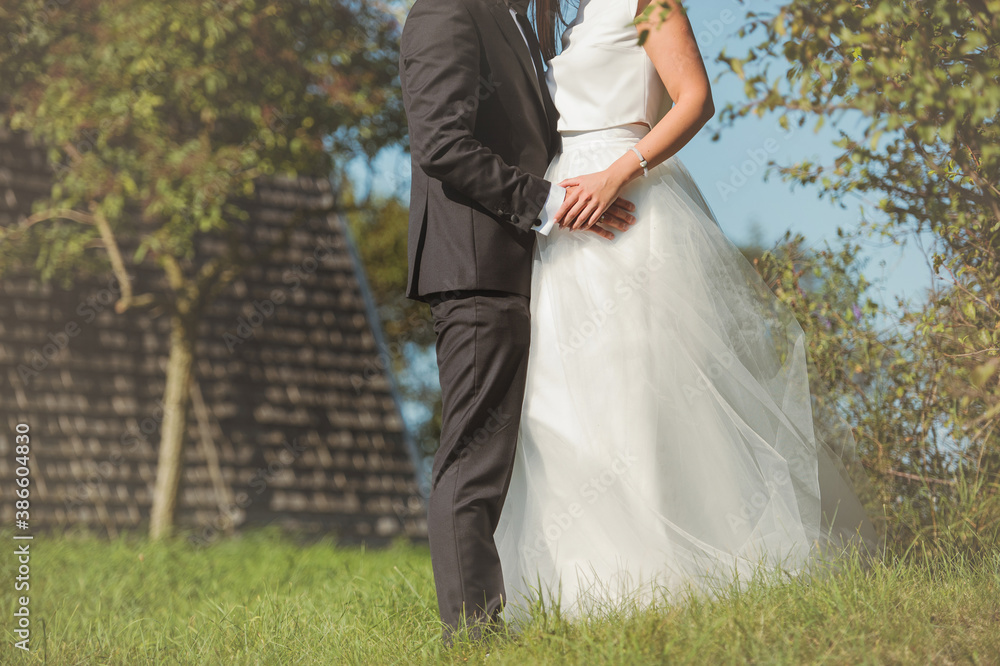 Bride and groom at a photo session in the nature. Old windmill. Bride and groom at a photo session in the nature. Old windmill.