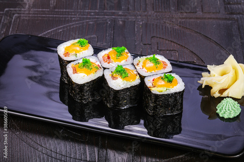 Japanese roll maki with salmon