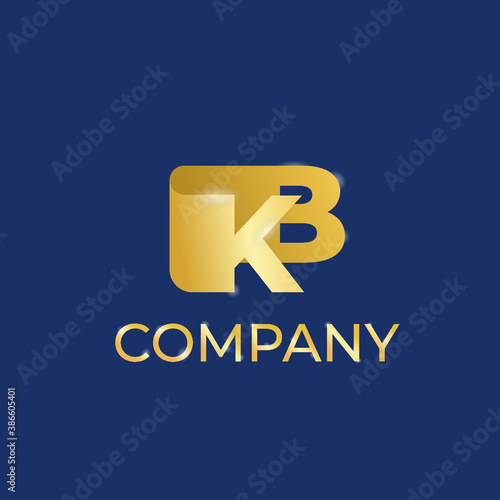 KB Logo Design Template. Letter Gold Plat Letter Vector