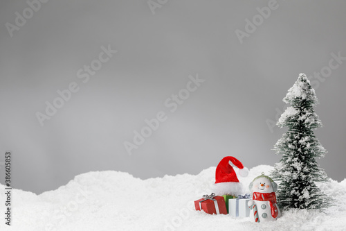 Christmas card with decor on snow © yellowj