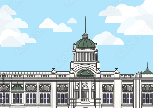 The Grounds of the Dusit Palace with blue sky.