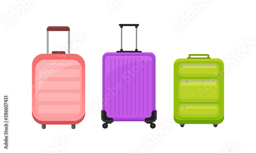 Baggage or Luggage Used for Traveling Vector Set