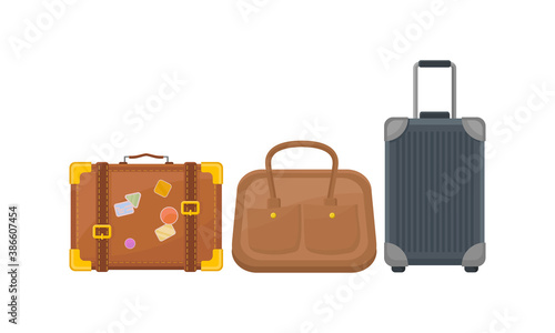 Baggage or Luggage Used for Traveling Vector Set