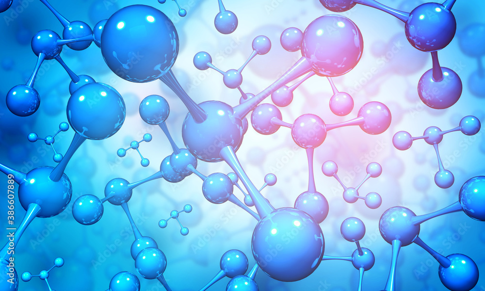 Abstract molecule background. 3d illustration.