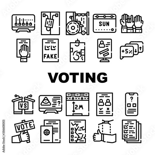 Voting And Elections Collection Icons Set Vector
