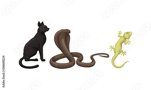 Desert Animals with Cobra and Lizard Vector Set
