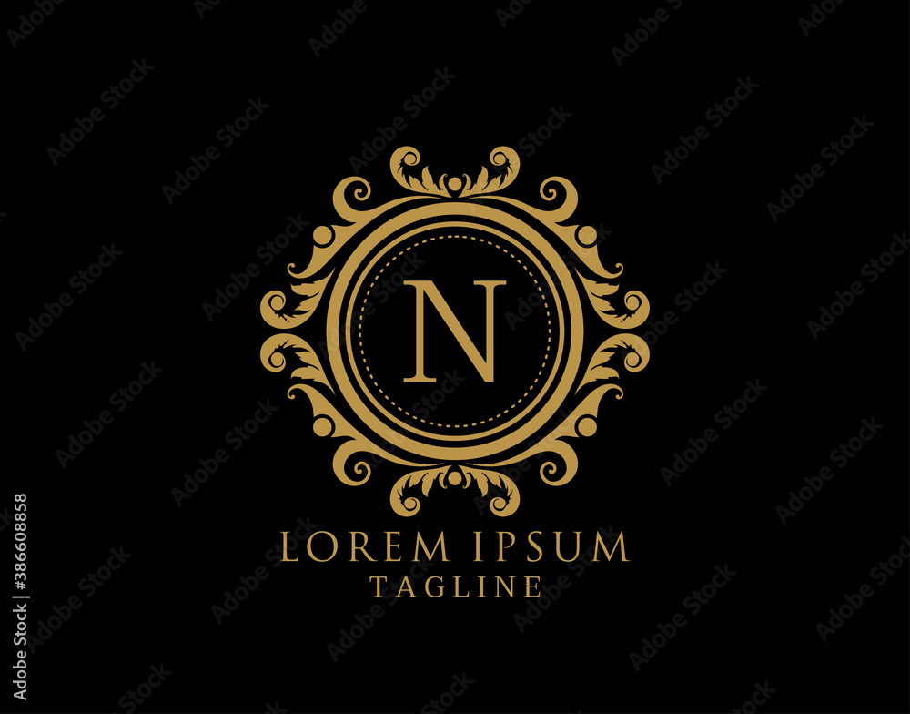 Royal Circle N Letter Logo. Luxury Circle Badge design for Boutique, Royalty, Letter Stamp, Hotel, Heraldic, Jewelry, Restaurant, Wedding. Royal Circle N Letter Logo. Luxury Circle Badge design for Boutique, Royalty, Letter Stamp, Hotel, Heraldic, Jewelry, Restaurant, Wedding.