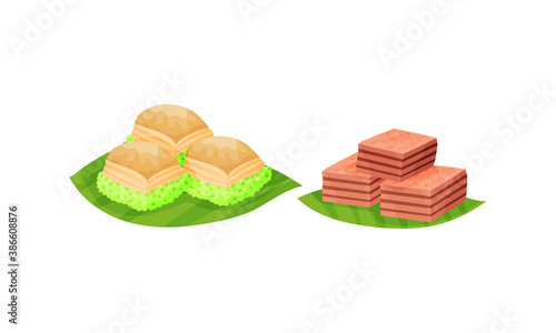 Arabic Sweets with Famous Rahat Lakoum Vector Set