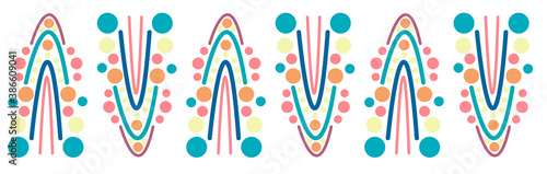 Christmas  vector, promotional banner with abstract geometric decor. Seamless pattern. Horizontal border. Fashion trend of the rainbow. for poster, textile, decoration kids playroom