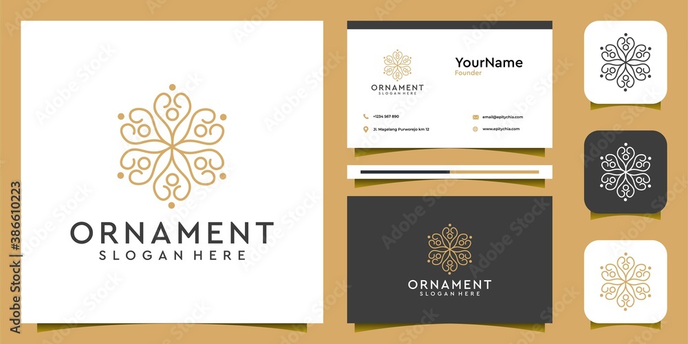 Feminine ornament logo and business card set