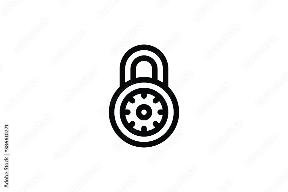 Police Outline Icon - Padlock Combination Police Outline Icon - Padlock Combination