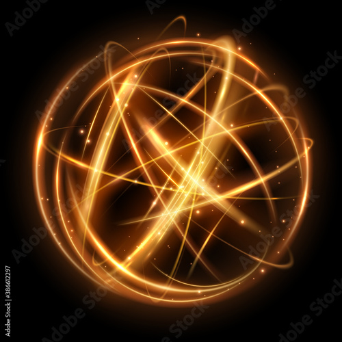 Gold light circle effect on black background