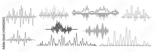 Quadro em tela Realistic sound waves set