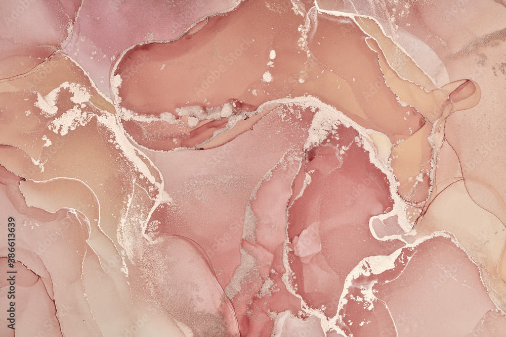 Fototapeta premium Fluid Art . Abstract colorful background, wallpaper. Mixing acrylic paints. Modern art. Marble texture. Alcohol ink colors translucent