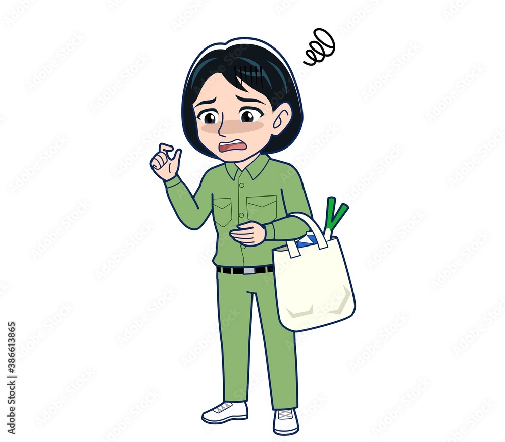 Young woman in green work clothes Young woman in green work clothes