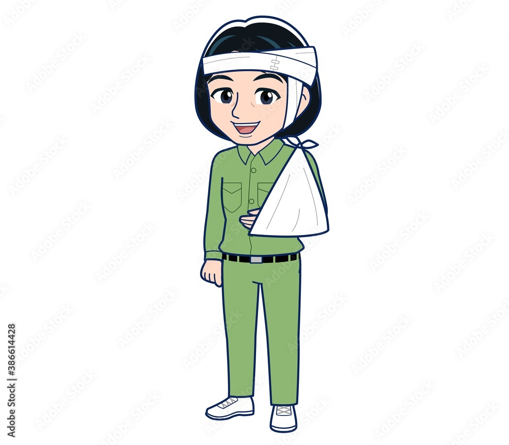 Young woman in green work clothes Young woman in green work clothes