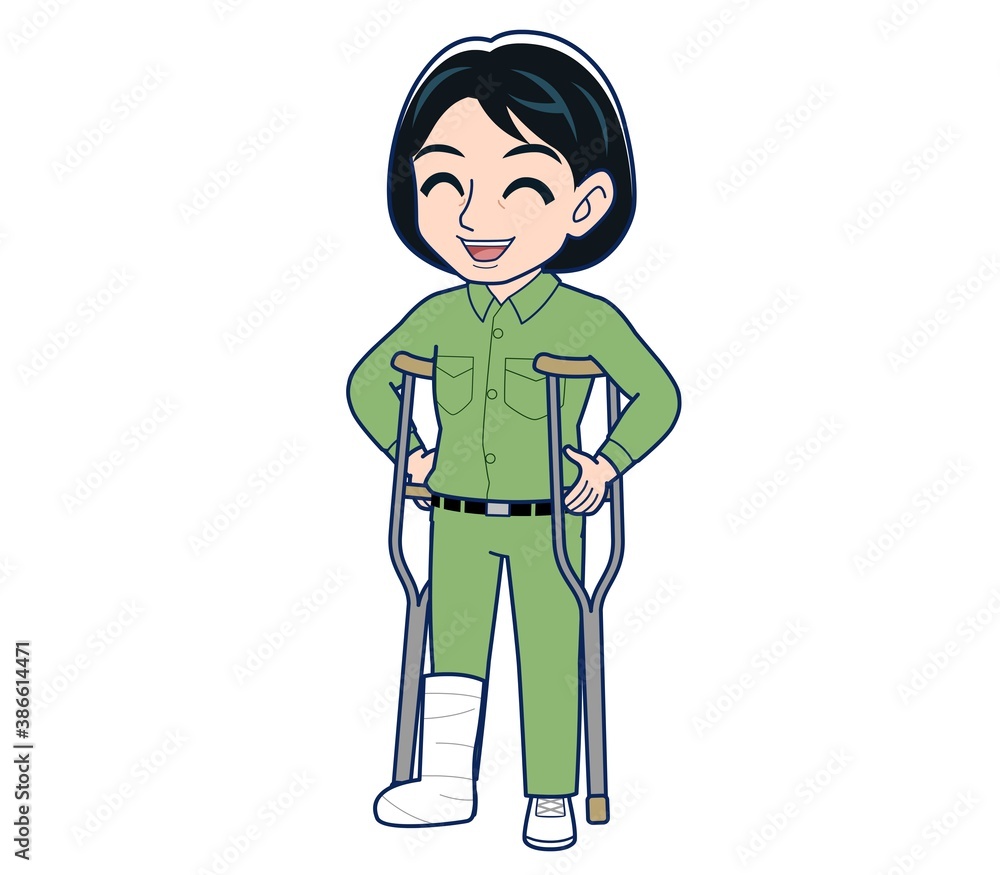 Young woman in green work clothes Young woman in green work clothes