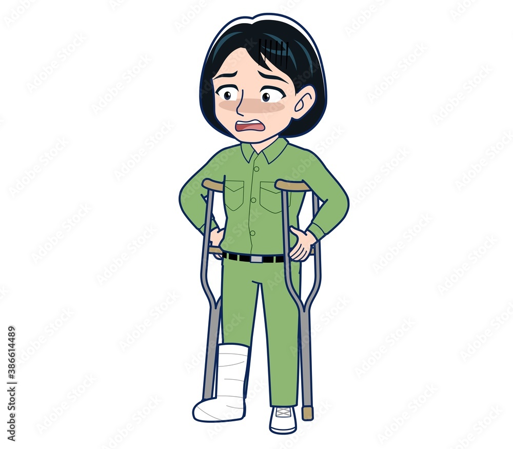 Young woman in green work clothes Young woman in green work clothes