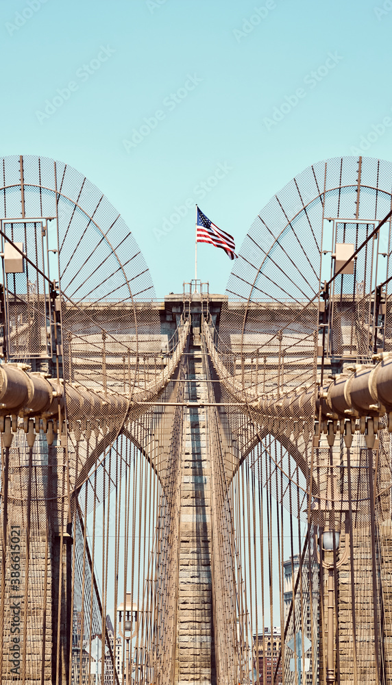 Obraz premium Close up picture of Brooklyn Bridge, New York City, USA.