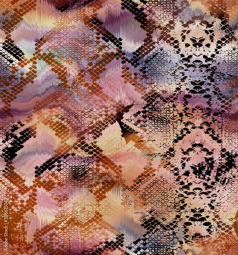 Tie-Dye Snake Pattern Detailed Texture Compatible Trendy Fashion Colors Minimal Stylish Design Perfect for Fabric Print and Wrapping Paper