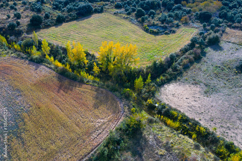 Aerial view of the Despoblado de Oteruelo in the Oc  n Valley in the autonomous community of La Rioja  Spain  Europe