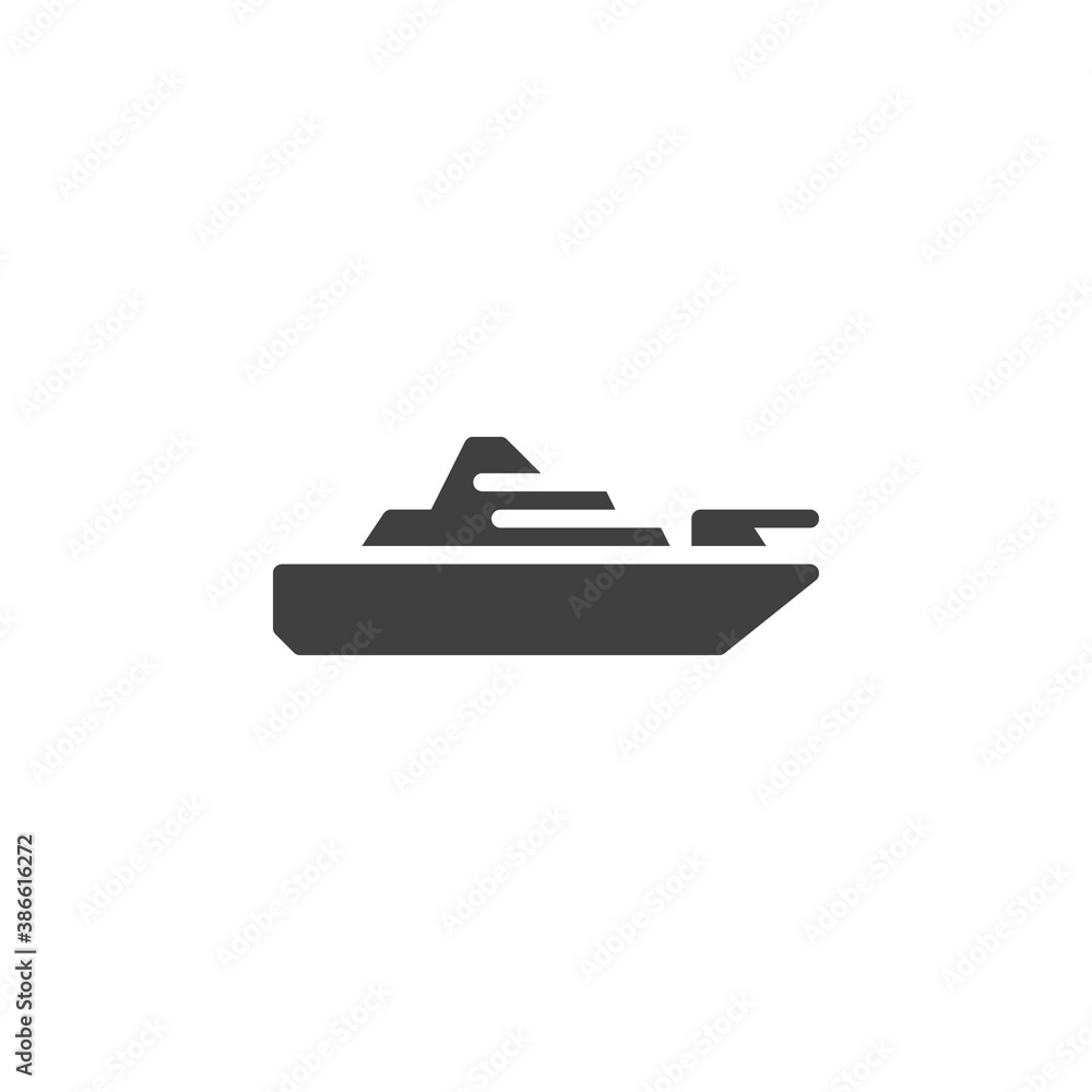 Battleship vector icon. filled flat sign for mobile concept and web design. Military boat glyph icon. Symbol, logo illustration. Vector graphics