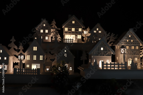 Aalsmeer, the Netherlands - November 7th 2018: Illuminated houses