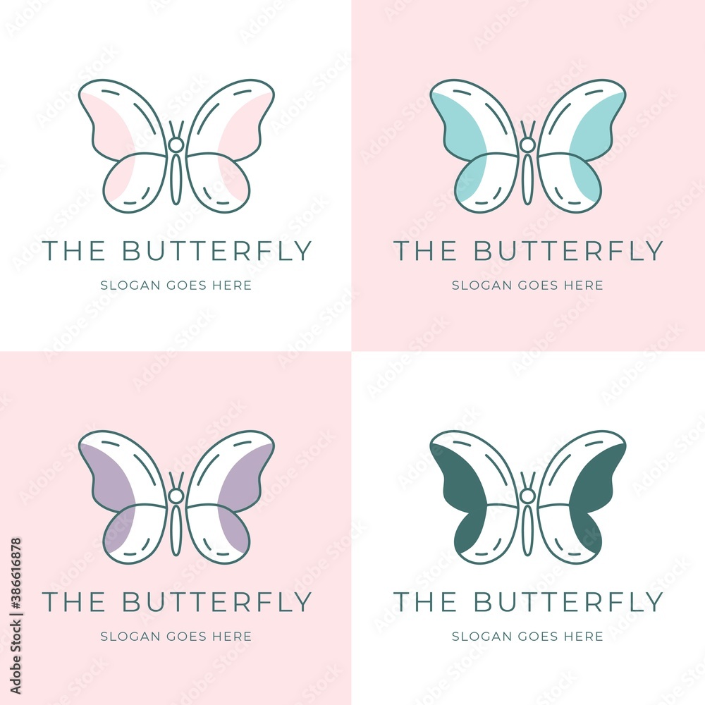 butterfly logo with line style inspiration butterfly logo with line style inspiration