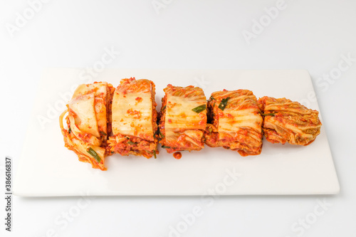 Chinese cabbage kimchi on a white background