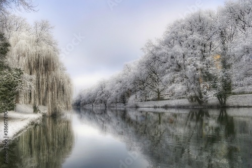 Winter Landscape in the City of Heilbronn am Neckar in Germany, Europe