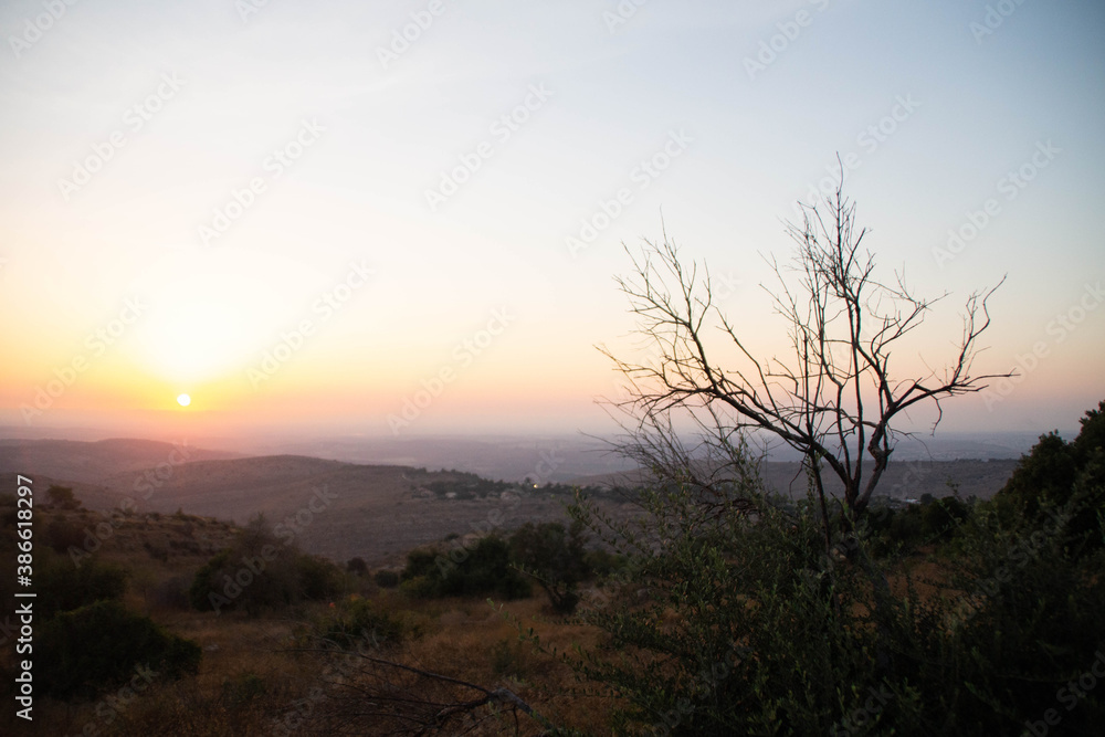 View from the Mountain of Winds, Ein Nataf, Jerusalem area, at sunset.