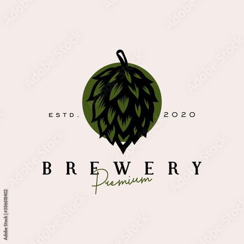 Organic beer hops logo template Premium Vector
