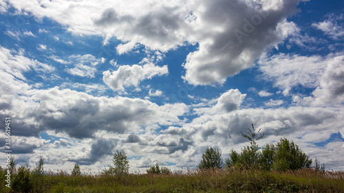 Panoramic view of blue sky with Cumulus clouds  © PhotoChur