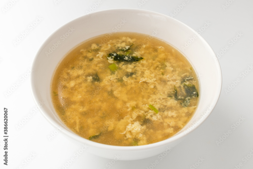 Egg soup on white background Egg soup on white background
