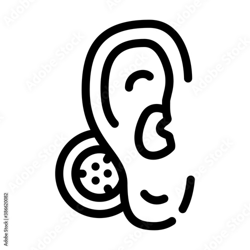 bone conduction hearing aid line icon vector illustration