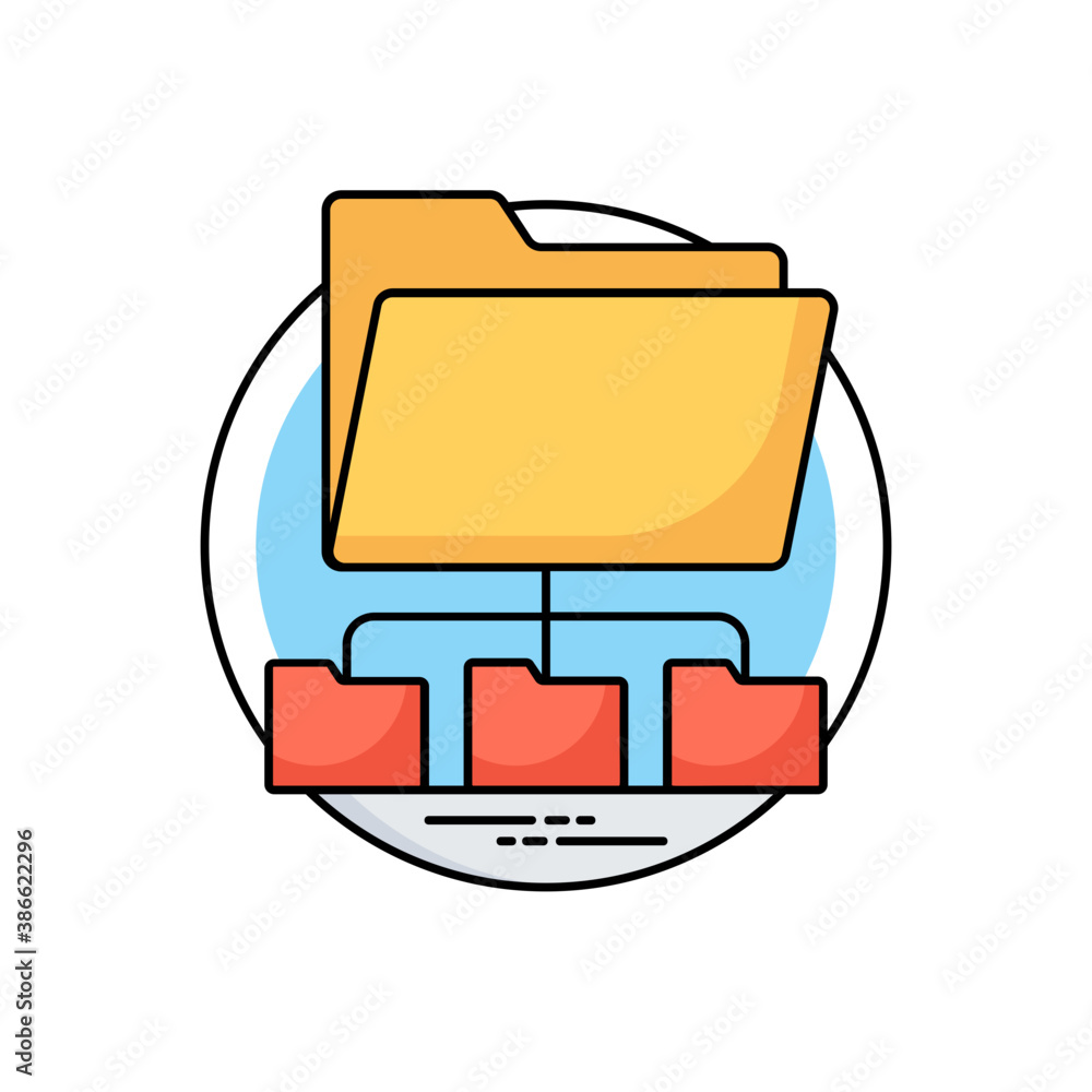 Files folder in symmetry of a network denoting network folder icon Stock Vector Adobe Stock
