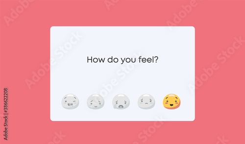 How do you feel mood meter. Emotional perception rating from funny smiley to sad one custom service for collecting information about user feelings opinions and vector emotions throughout day.