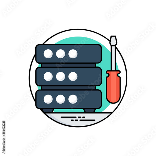 
Data storage devices along with screwdrivers, proposing an icon for database support 
